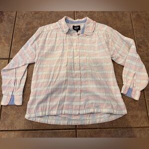 Vintage Dockers Pastel Pink and Mint Striped Button-Up Shirt